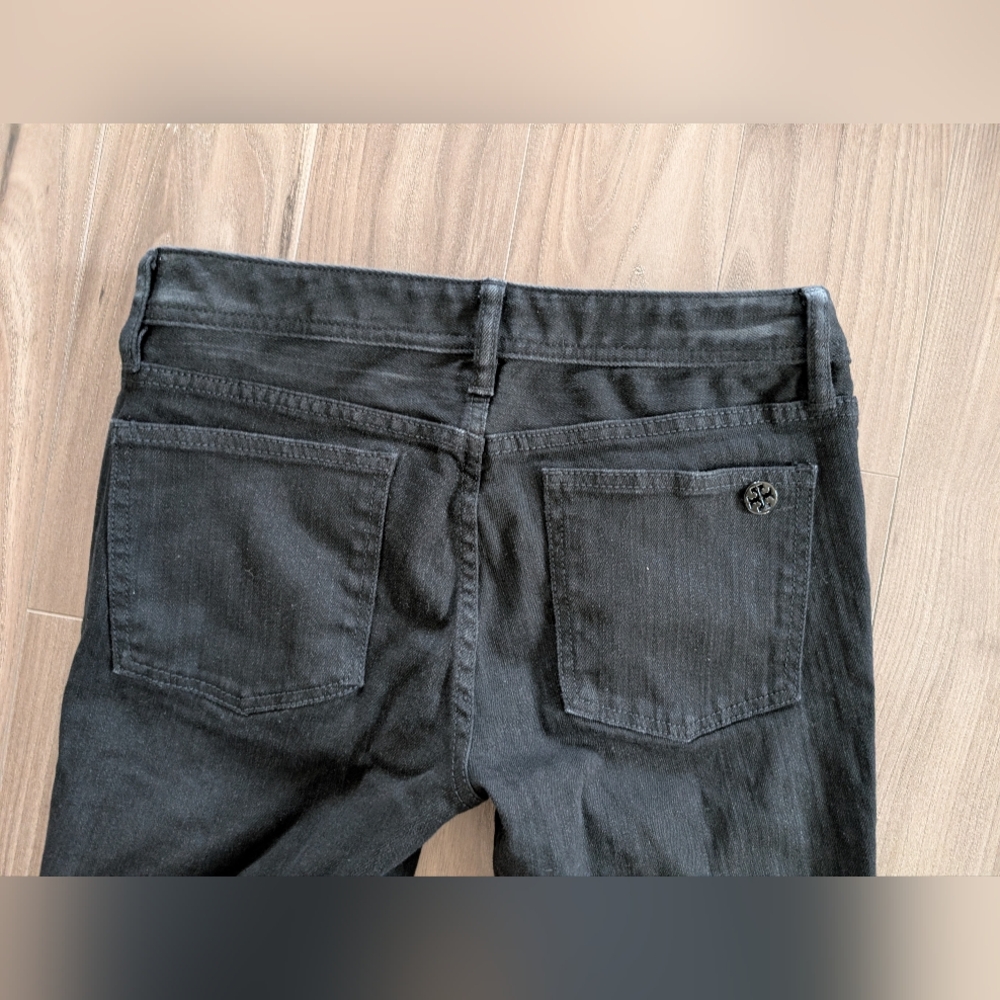 Tory Burch Black Classic Bootcut Black Denim Jeans Low Rise (Size 27 / 4) - Picture 6 of 9